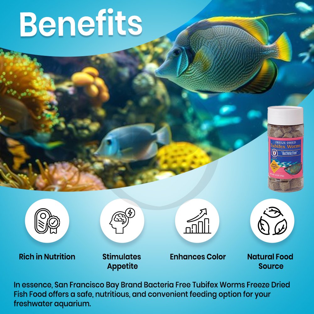 San Francisco Bay Brand Bacteria Free Tubifex Worms Freeze-Dried Fish Food 0.5-oz, Kwik Pets