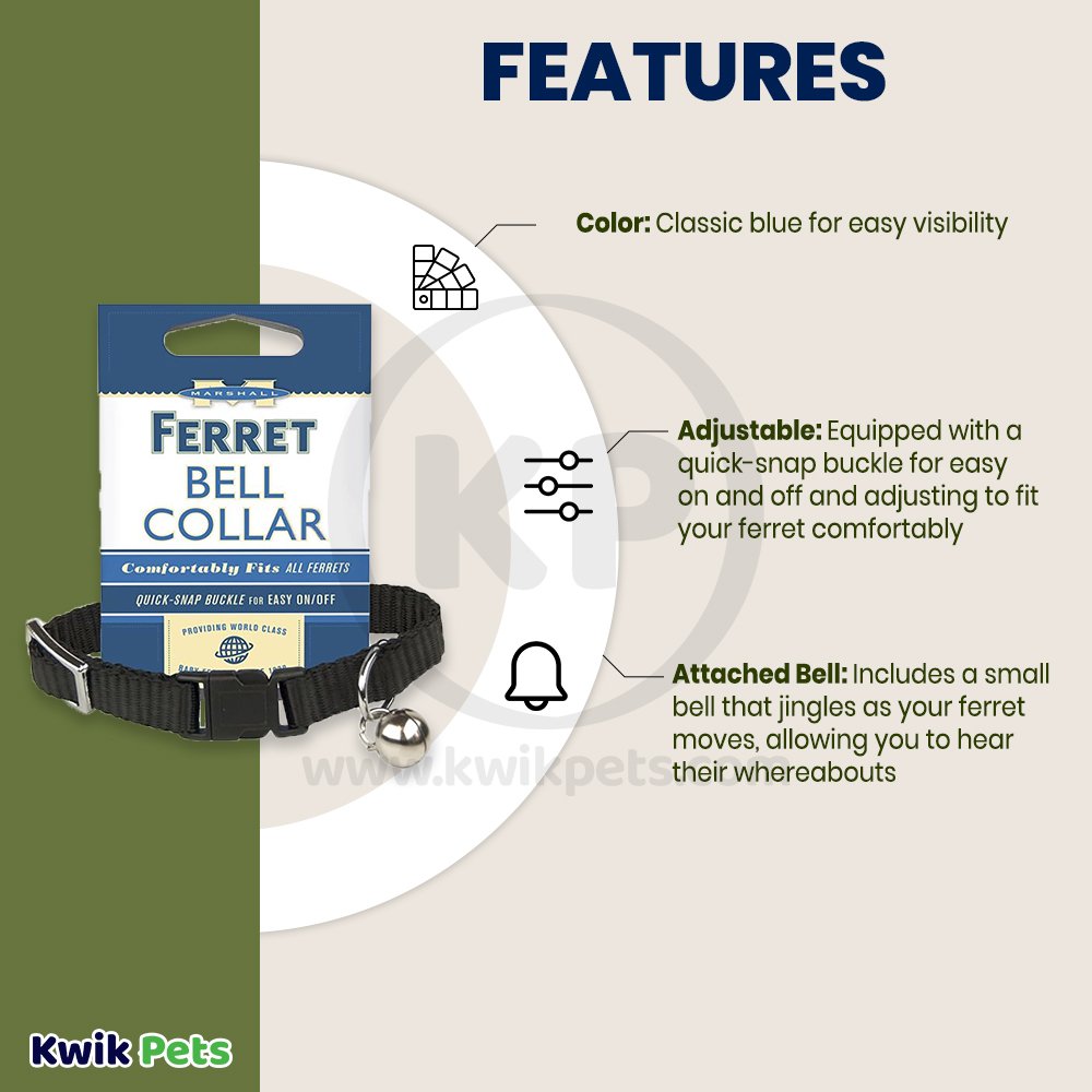 Marshall Pet Products Ferret Bell Collar Black 3/8-in, Kwik Pets