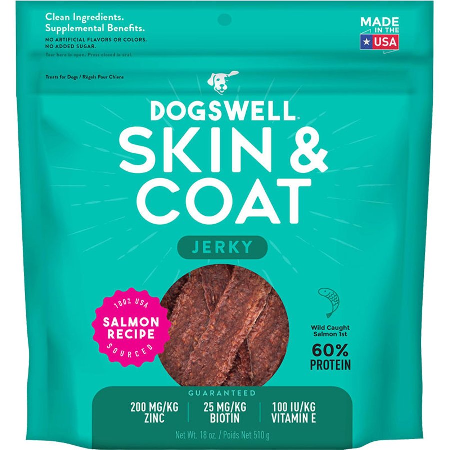 Dogswell Skin & Coat Jerky Dog Treats Salmon 18-oz