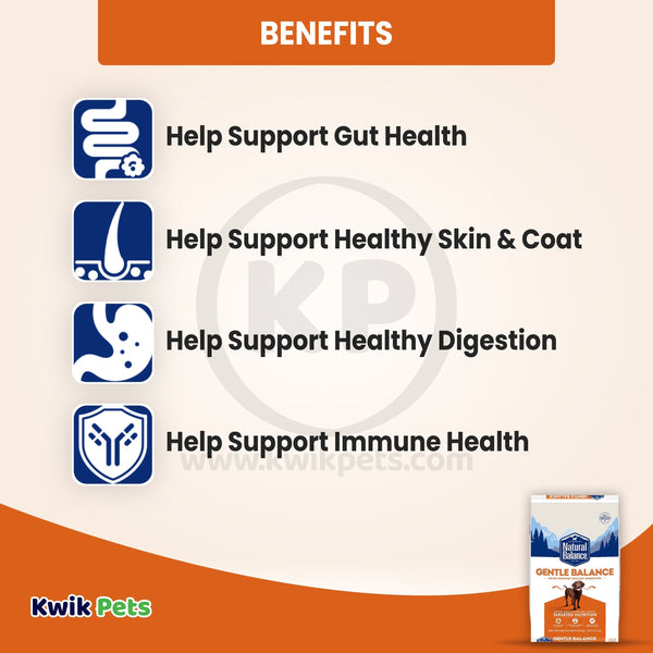 Benefits of Natural Balance Pet Foods Gentle Balance Adult Dry Dog Food Chicken Barley & Salmon Meal 26-lb