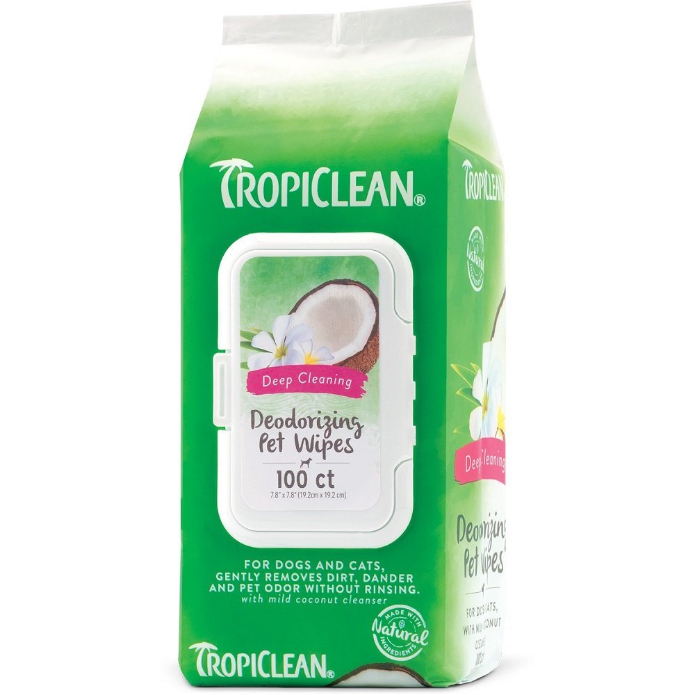 TropiClean Berry + Coconut Tushy & Paw Wipes for Dogs & Cats 100 Count