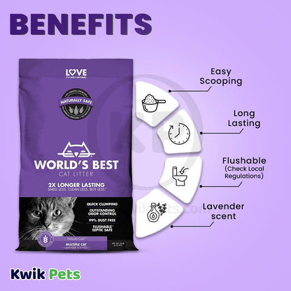 World's Best Cat Litter Multiple Cat Lavender Scented Cat Litter, 15-lb, World's Best