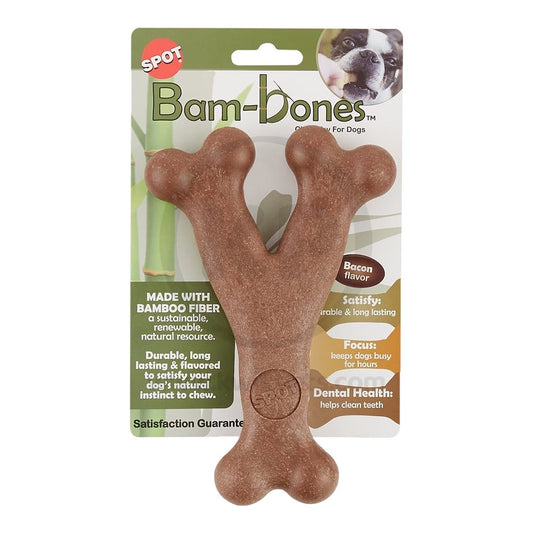Ethical Bam-Bone Wish Bone Bacon Dog Toy 7 in, Ethical