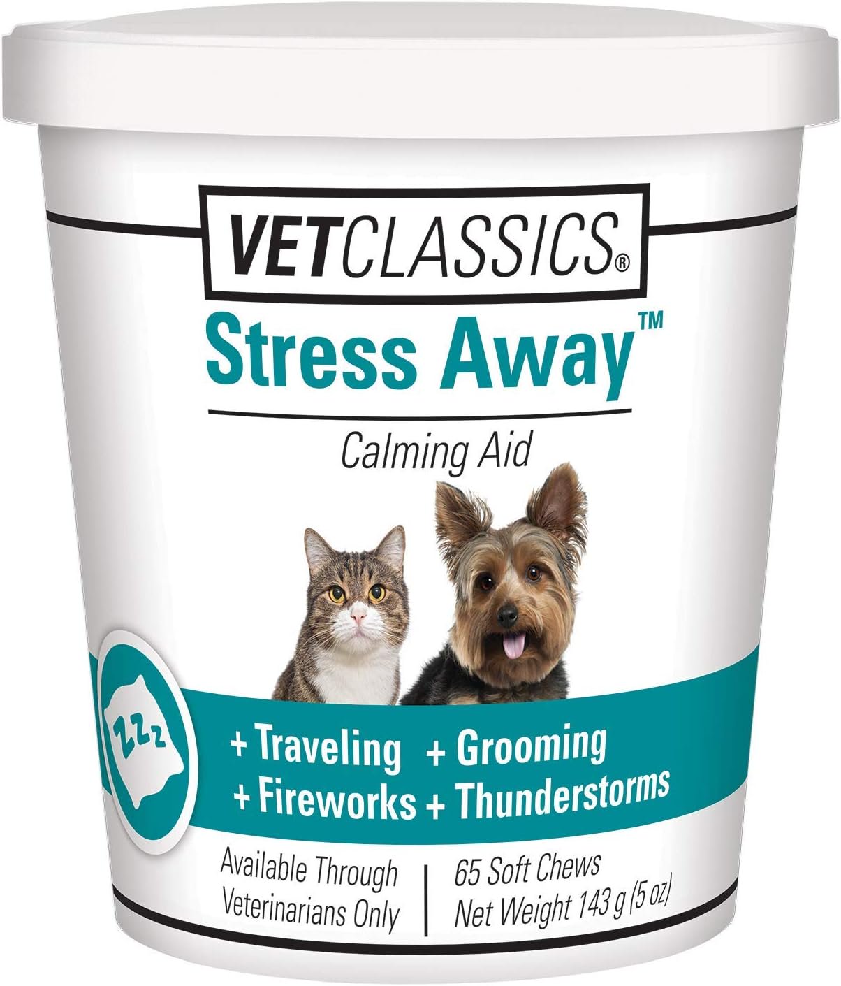 VetClassics Stress Away Calming Aid Soft Chews Dog & Cat Supplement 65 Count