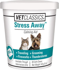 VetClassics Stress Away Calming Aid Soft Chews Dog & Cat Supplement 65 Count