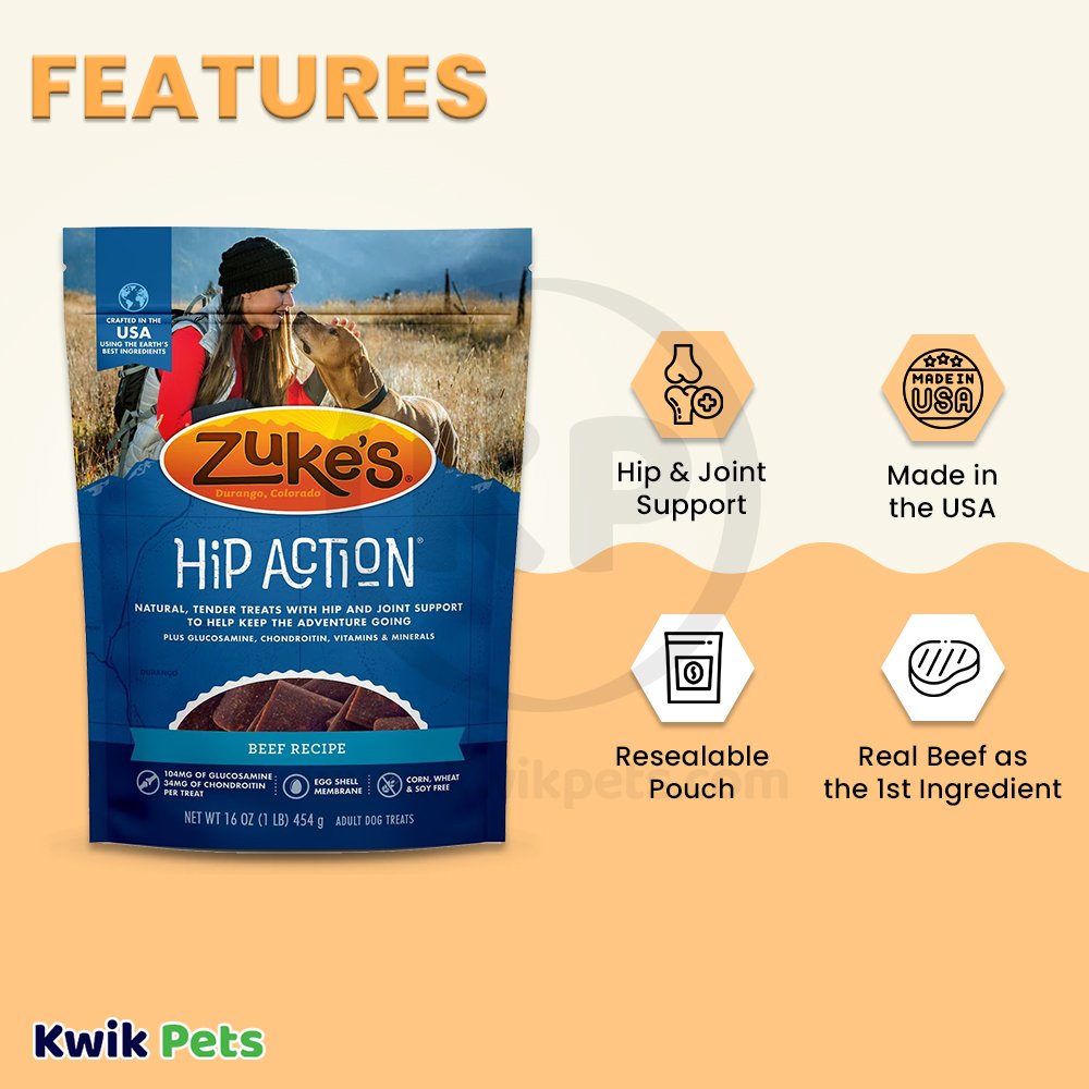 Zuke's Dog Hip Action Beef 1lb, Zuke's