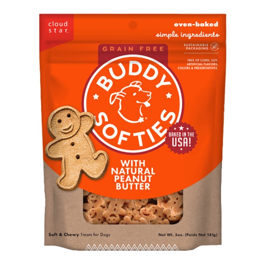 Cloud Star Buddy Biscuits Softies Grain Free Dog Treats with Natural Peanut Butter 5-oz, Kwik Pets