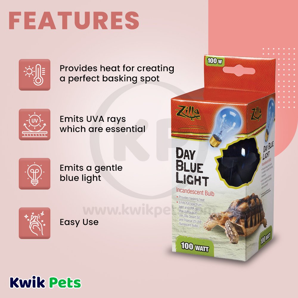 Zilla Incandescent Bulbs Day Blue 100 W, Zilla
