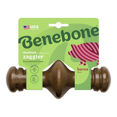 Benebone Zaggler Durable Dog Chew Toy Bacon Medium
