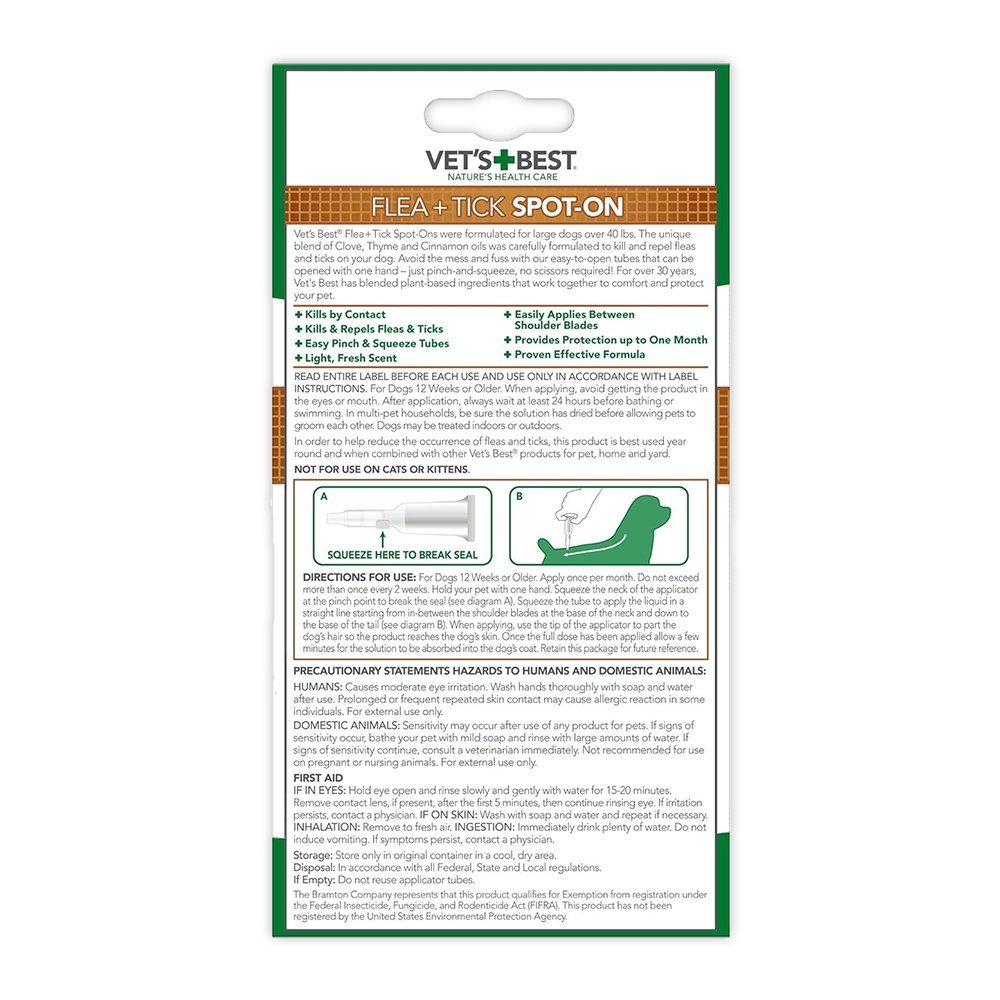 Vet's Best Flea and Tick Spot-On 4.6 ml, 4 ct, Vet's Best