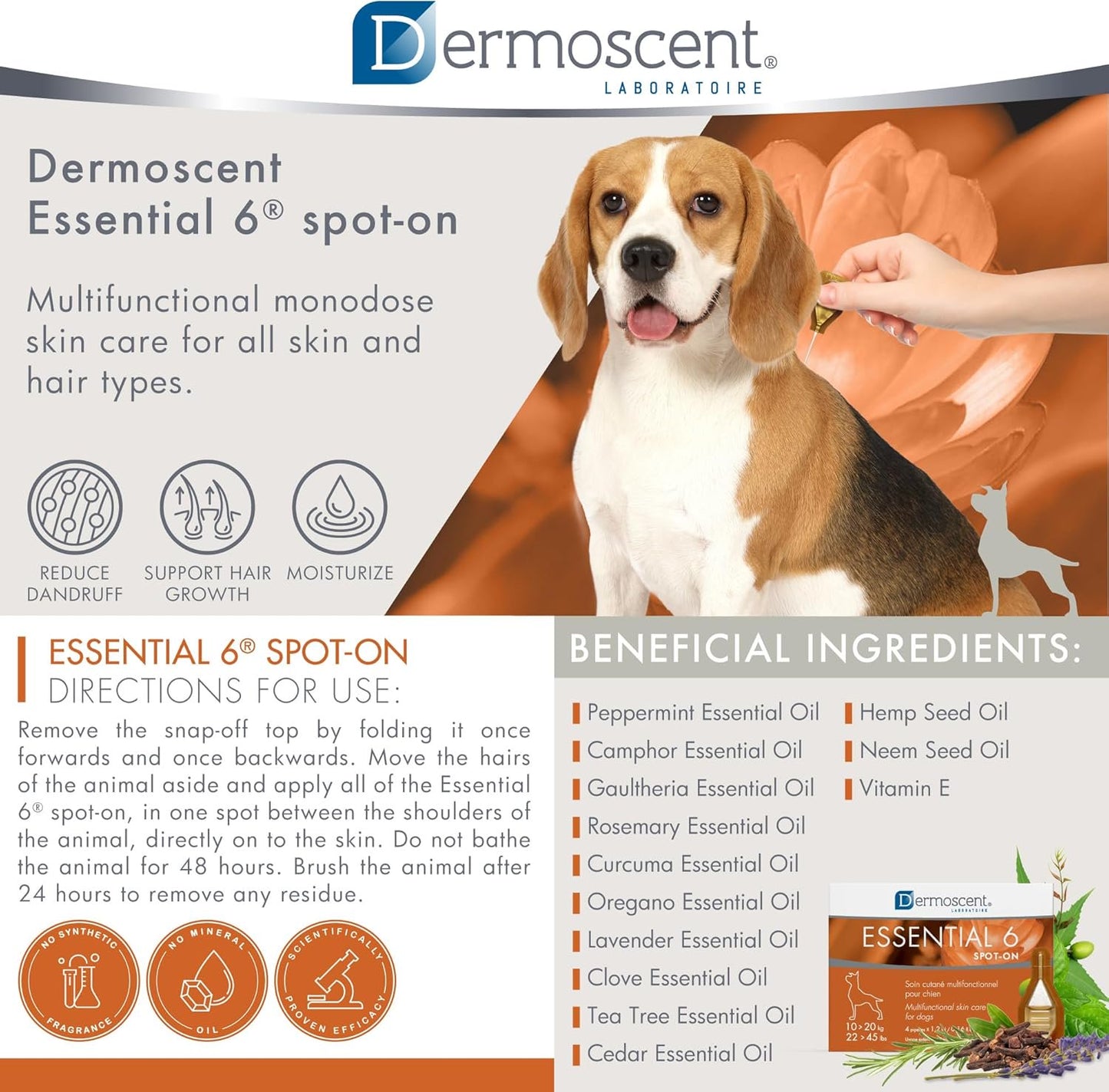Dermoscent Essential 6 Spot-on Skin Care for Dogs 22 to 45 lbs