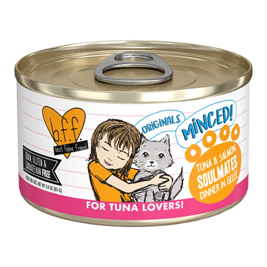 Weruva B.F.F. Minced Tuna & Salmon Soulmates Dinner in Gelée Wet Cat Food 3-oz, Kwik Pets