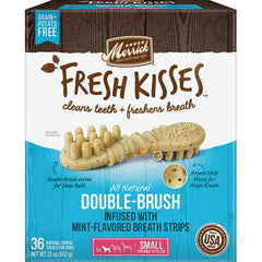 Merrick Fresh Kisses Natural Double-Brush Infused With Mint Dental Dog Treats Small 36 Count