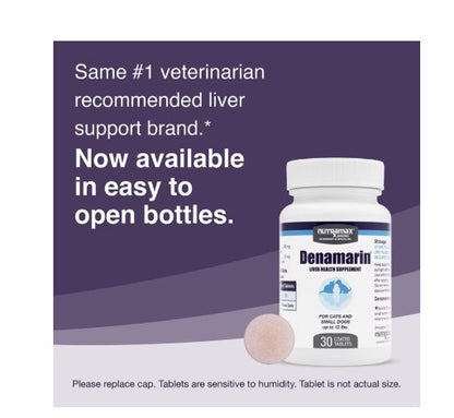 Nutramax Laboratories Denamarin Liver Health Supplement Tablets for Cats and Small Dogs 30 Count