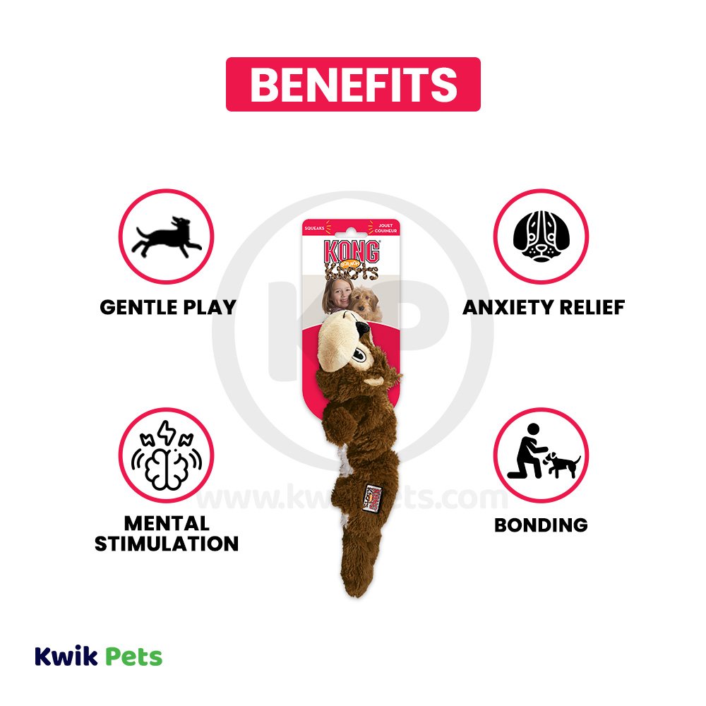 KONG Scrunch Knots Squirrel Dog Toy Medium/Large, Kwik Pets