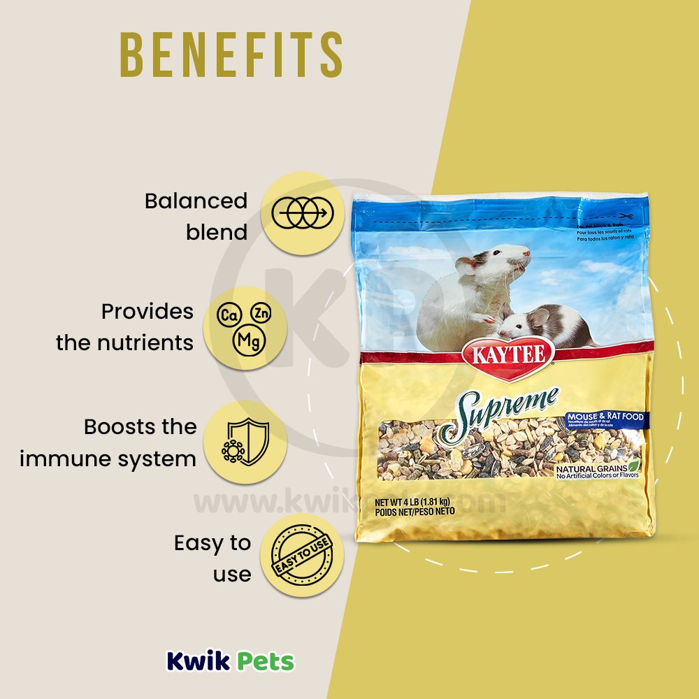 Kaytee Supreme Mouse and Rat Food, 4-lb, Kaytee