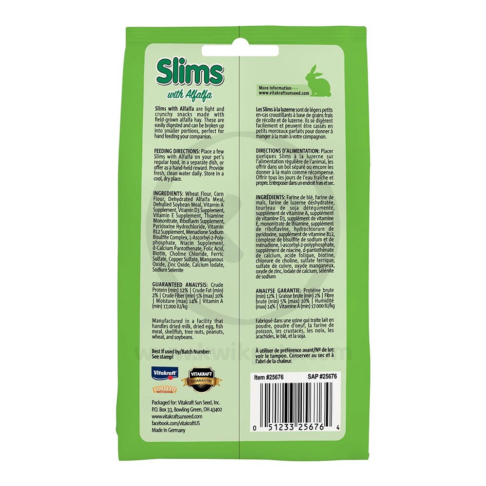 Vitakraft Slims w/Alfalfa Small Animal Treat 1.76-oz, Kwik Pets