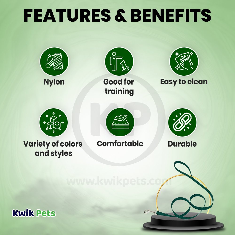 Features and Benefits of Coastal Single-Ply Nylon Dog Leash Hunter Green 3/8 in X 6 ft
