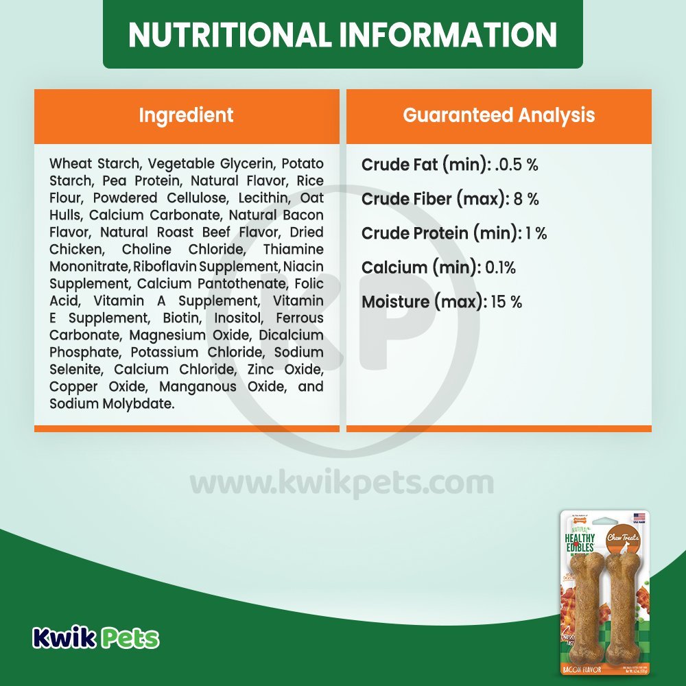 Information about Nylabone Healthy Edibles All-Natural Long Lasting Chew Treats Bacon Medium/Wolf - Up To 35 lbs 2 Count