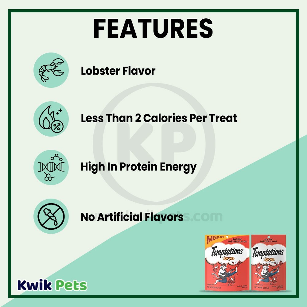 Features - Temptations Classics Crunchy & Soft Adult Cat Treats Rockin' Lobster 3-oz