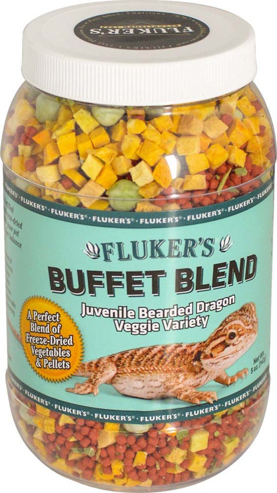 Fluker's Buffet Blend Juvenile Bearded Dragon Veggie Variety Freeze Dried Food 5-oz, Kwik Pets