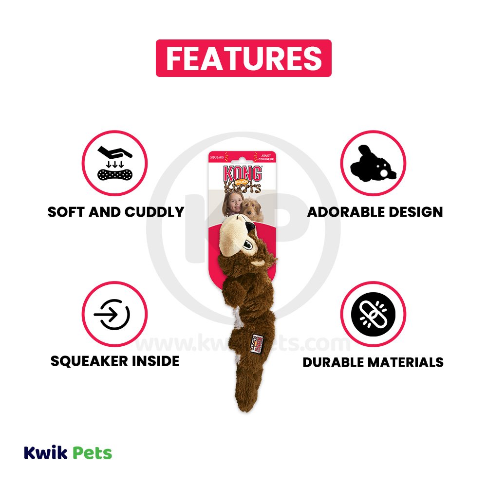 KONG Scrunch Knots Squirrel Dog Toy Medium/Large, Kwik Pets