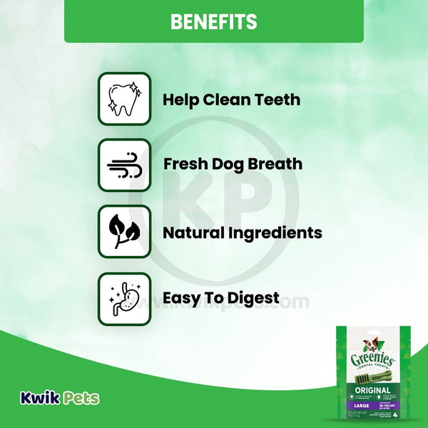 Benefits of Greenies Original Dog Dental Treats Large 6-oz 4 Count