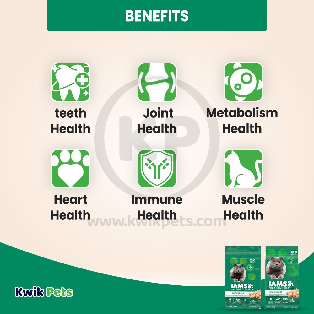 Benefits of IAMS Proactive Health Senior Dry Cat Food Chicken 7-lb