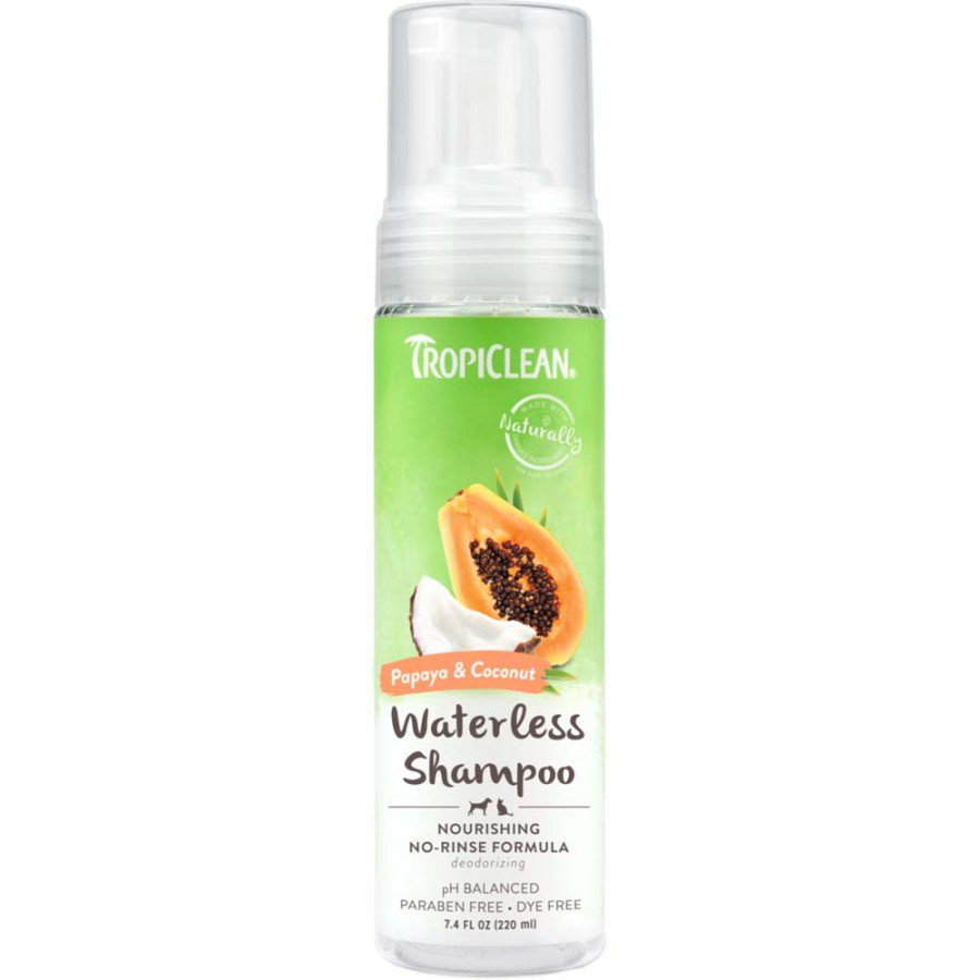 TropiClean Papaya & Coconut Waterless Shampoo for Dogs & Cats 7.4-oz, Kwik Pets