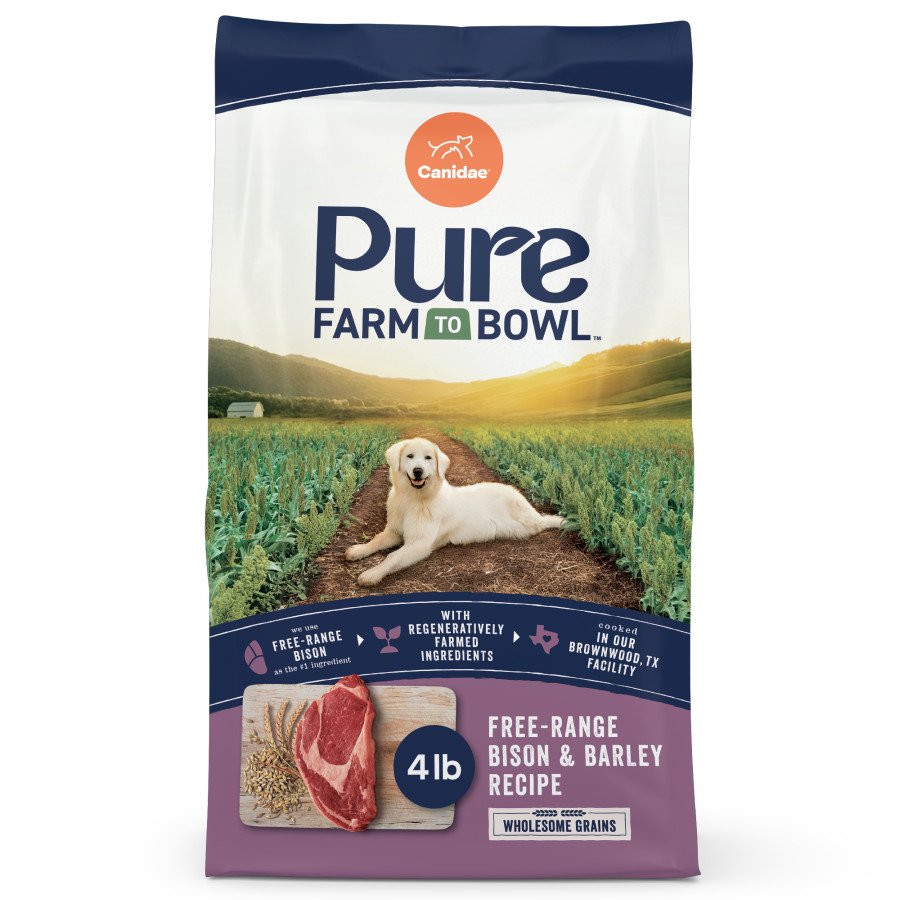 CANIDAE PURE Farm to Bowl Adult Dry Dog Food Free-Range Bison & Barley 4-lb