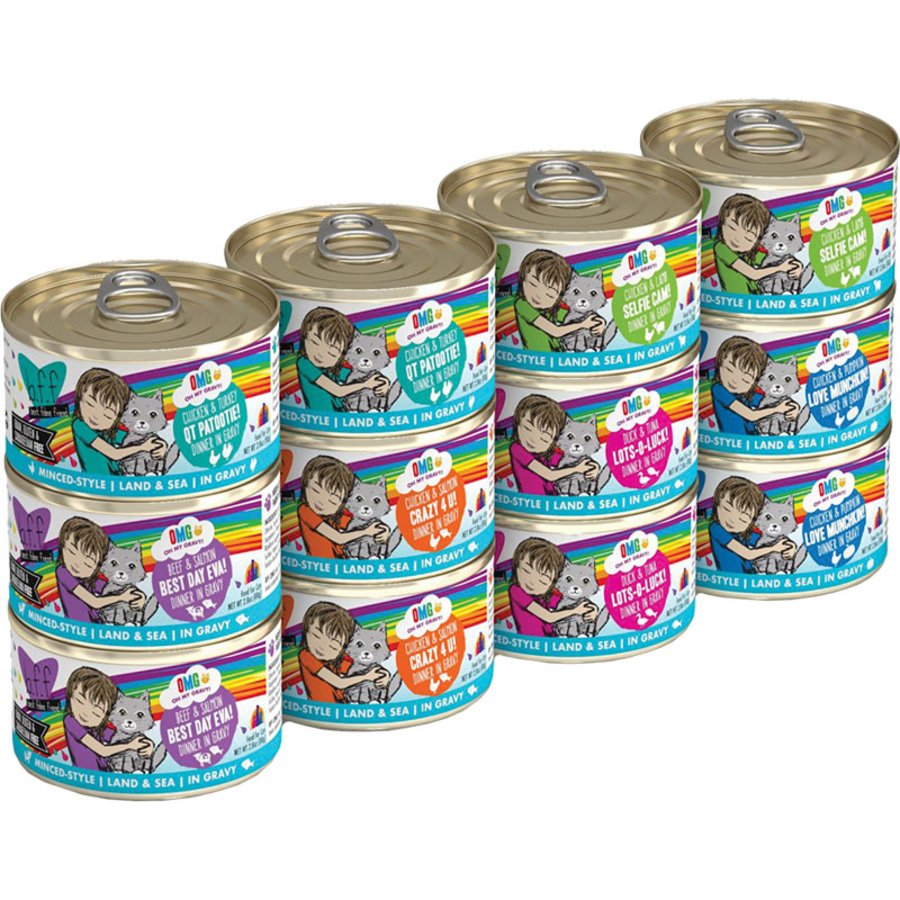 Weruva B.F.F. OMG Rainbow Road Variety Pack Wet Cat Food 12 Count 2.8-oz