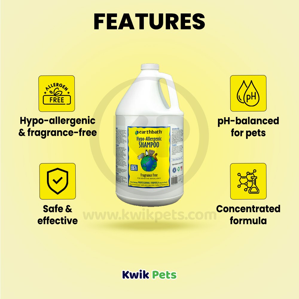 Features of Earthbath Hypo-Allergenic Pet Shampoo Fragrance Free 128-oz