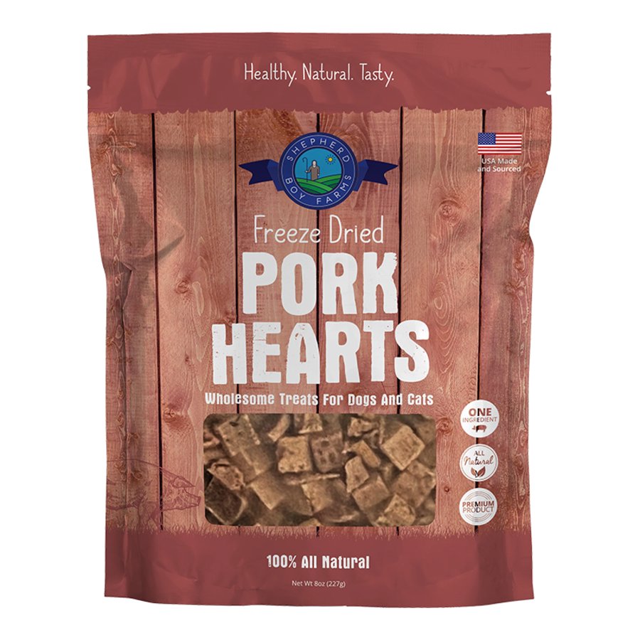 Shepherd Boy Farms Pork Hearts Freeze Dried Dog & Cat Treats 8-oz, Kwik Pets