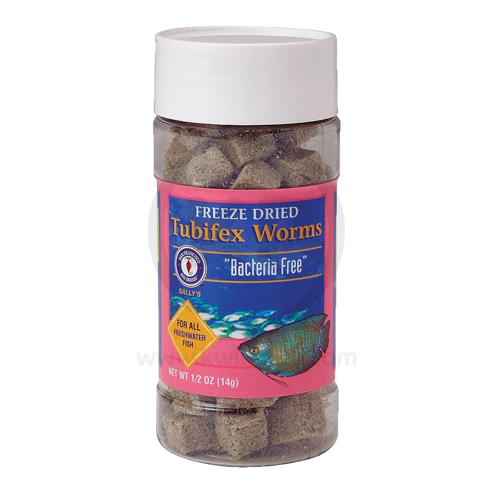 San Francisco Bay Brand Bacteria Free Tubifex Worms Freeze-Dried Fish Food 0.5-oz, Kwik Pets