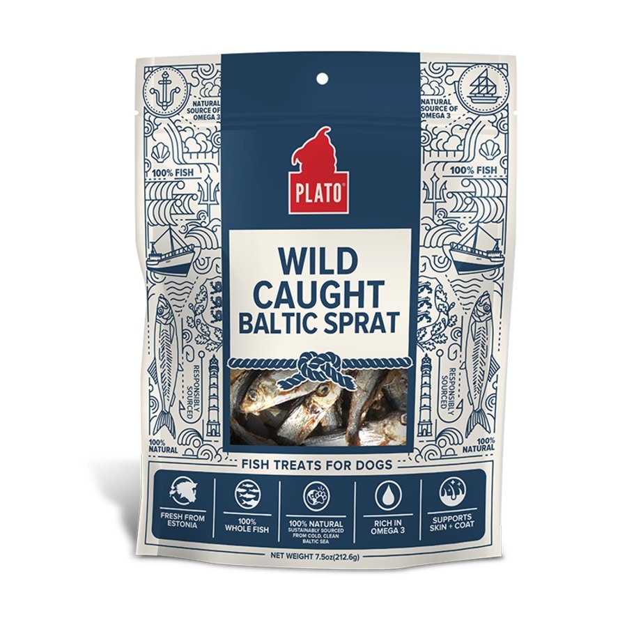 Plato Wild Caught Baltic Sprat Fish Dog Treats 7.5-oz, Kwik Pets