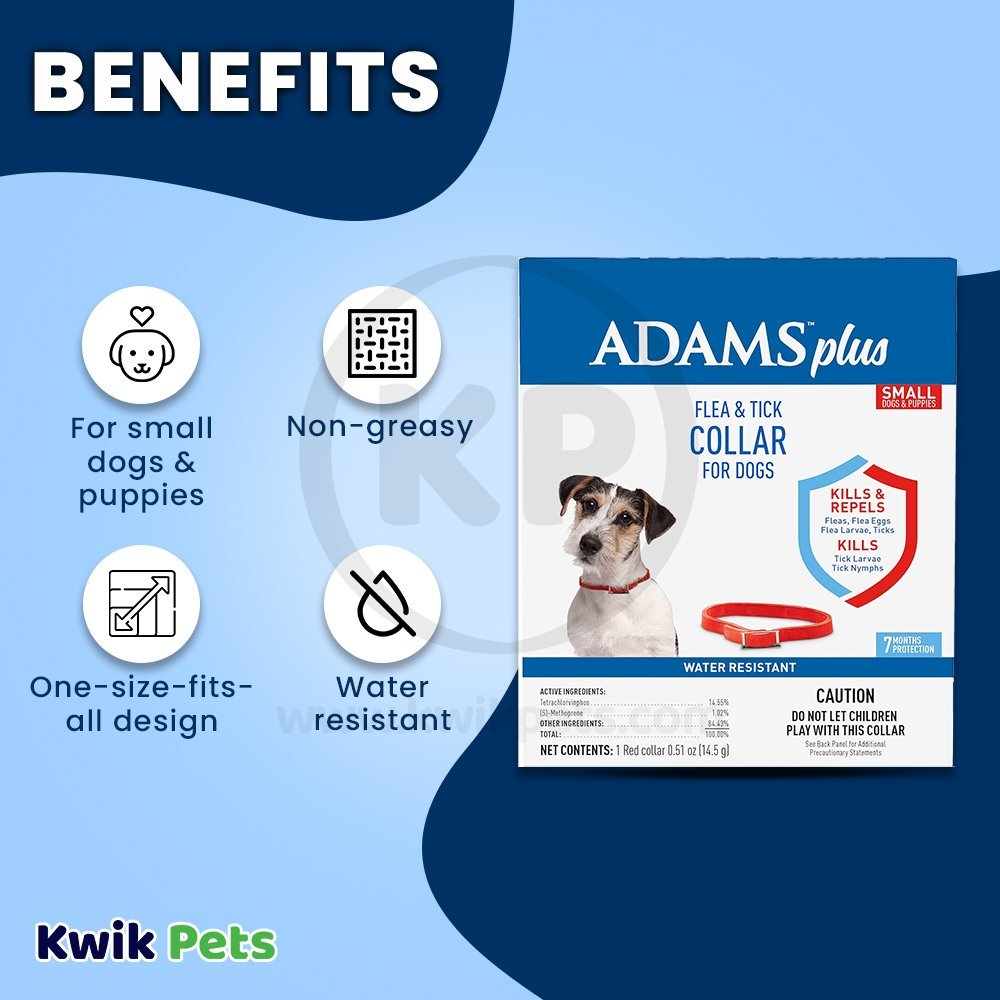 Benefits of Adams Plus Flea & Tick Red Collar for Dogs Small