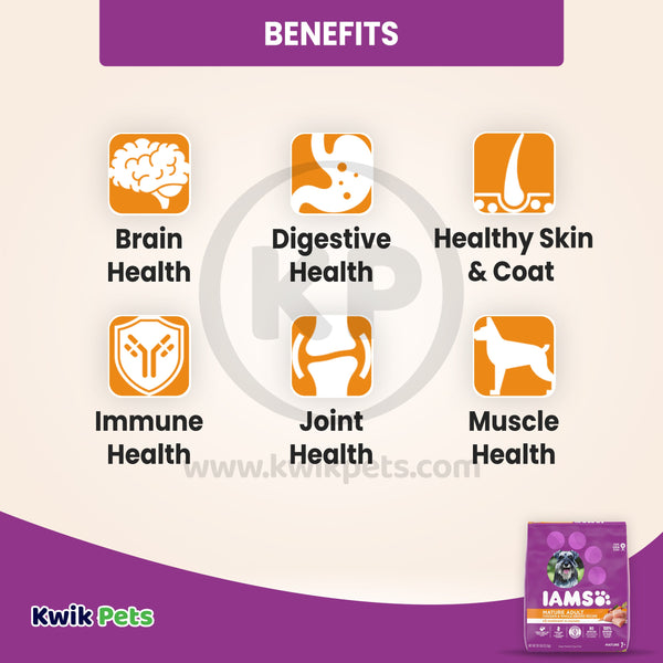 Benefits of IAMS Mature Adult Senior Dry Dog Food Real Chicken 29.1-lb