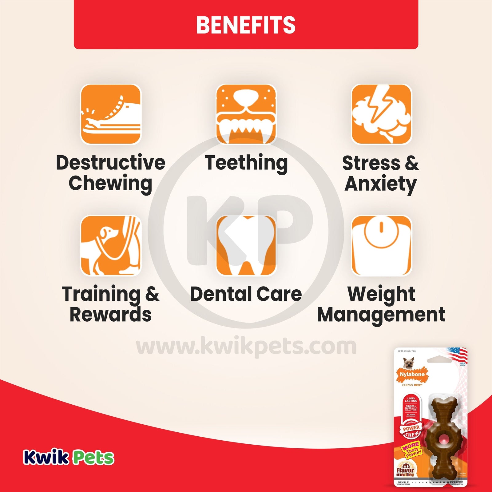 Benefits of Nylabone Power Chew Ring Bone Dog Toy Medley Flavor XS/Petite - Up To 15 lbs
