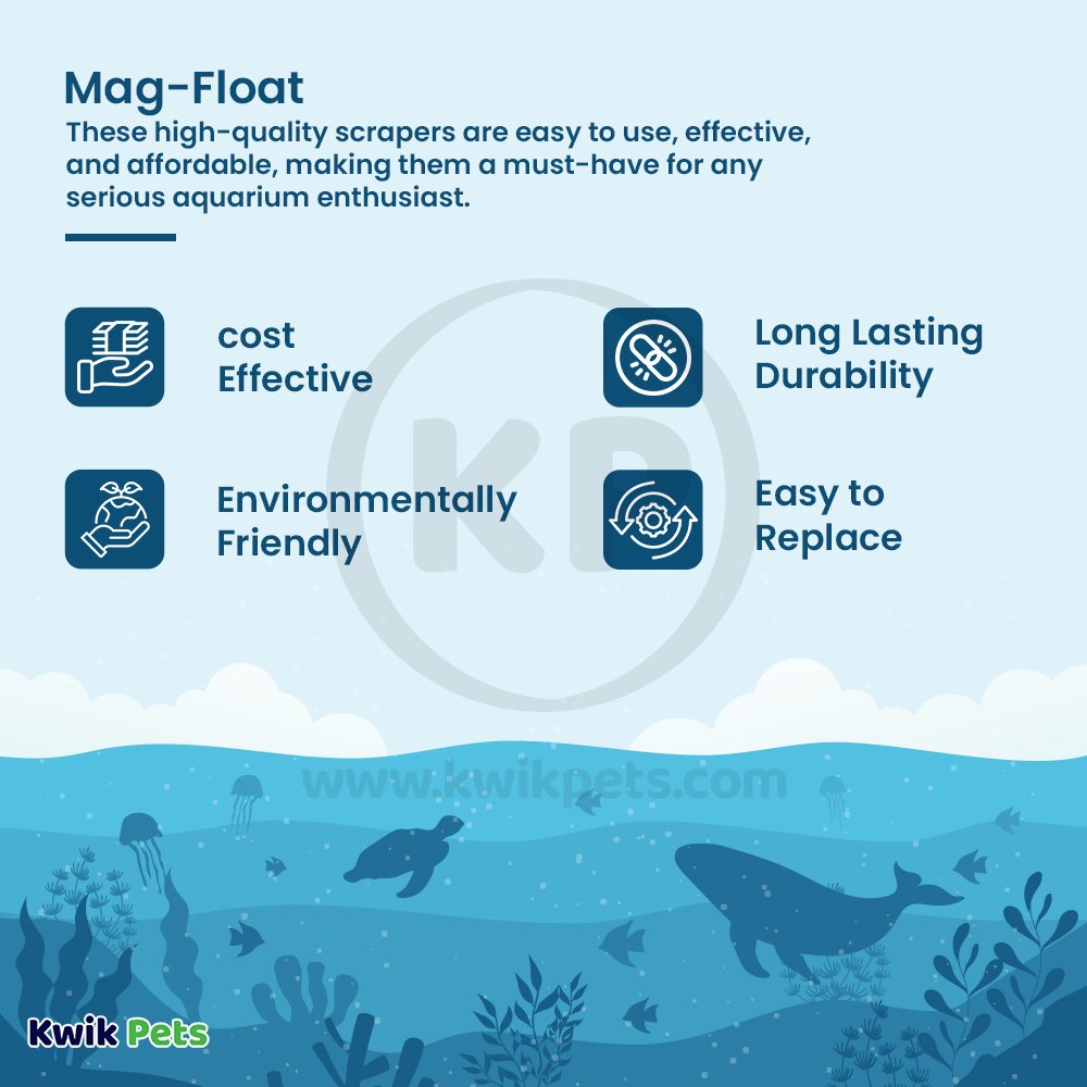 Mag-Float Replacement Scrapers for Glass Aquariums Grey/White Large & Large+ 2 Count, Kwik Pets