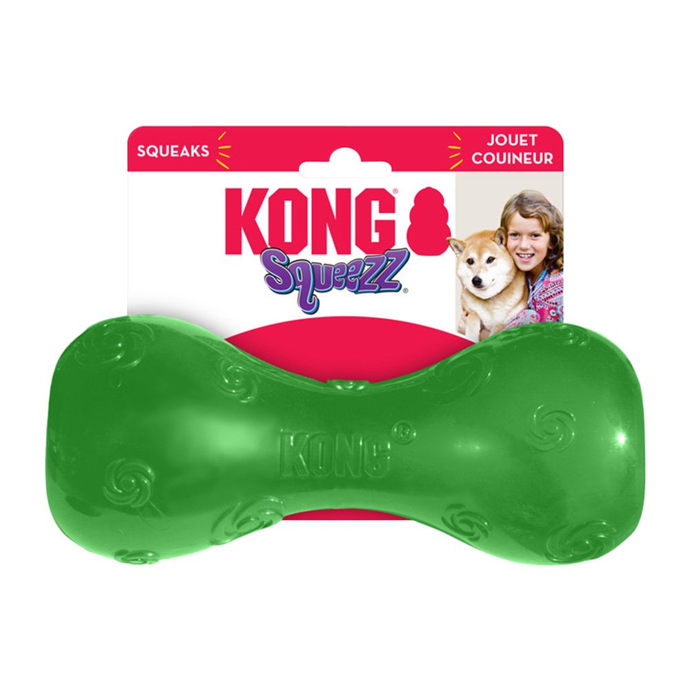 KONG Squeezz Dumbbell Dog Toy Assorted Large, Kwik Pets