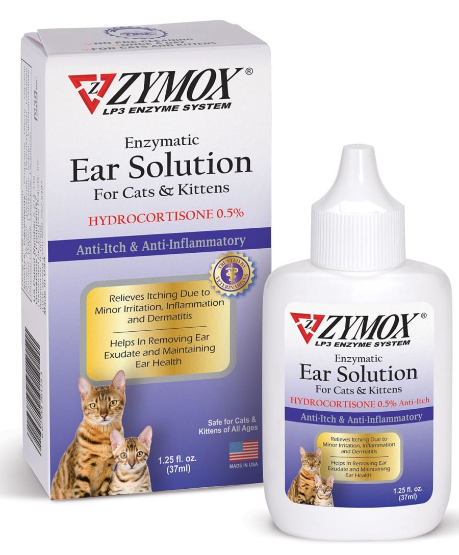 Zymox Enzymatic Ear Solution 0.5 Hydrocortisone for Cats & Kittens 1.25-oz, Kwik Pets