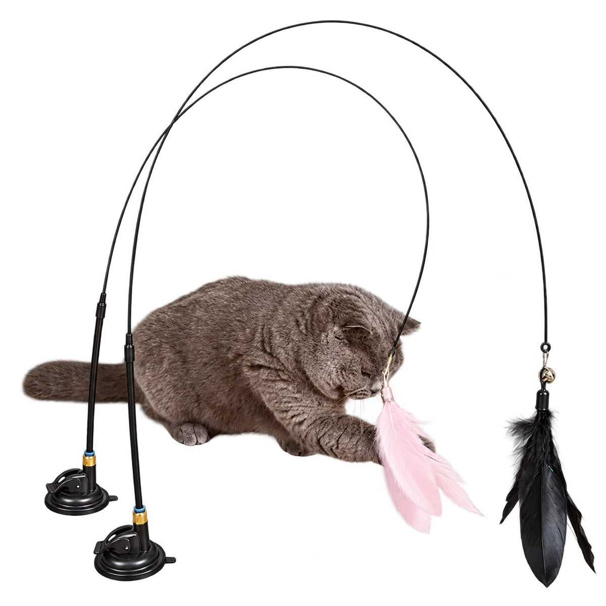 PAWPAWwholesale Cat Wand Toy with Suction Base Black