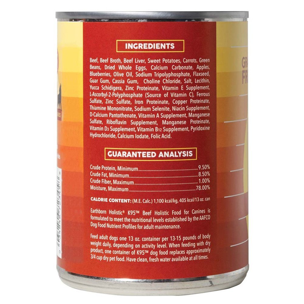 Can Image of Earthborn Holistic K95 Grain-Free Meat Protein Wet Dog Food Beef 13-oz
