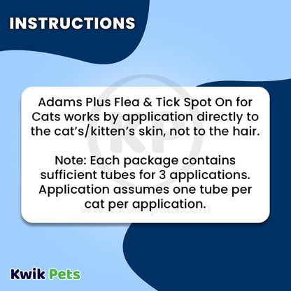 Adams Plus Flea & Tick Spot On for Cats & Kittens Over 5 lb, Adams