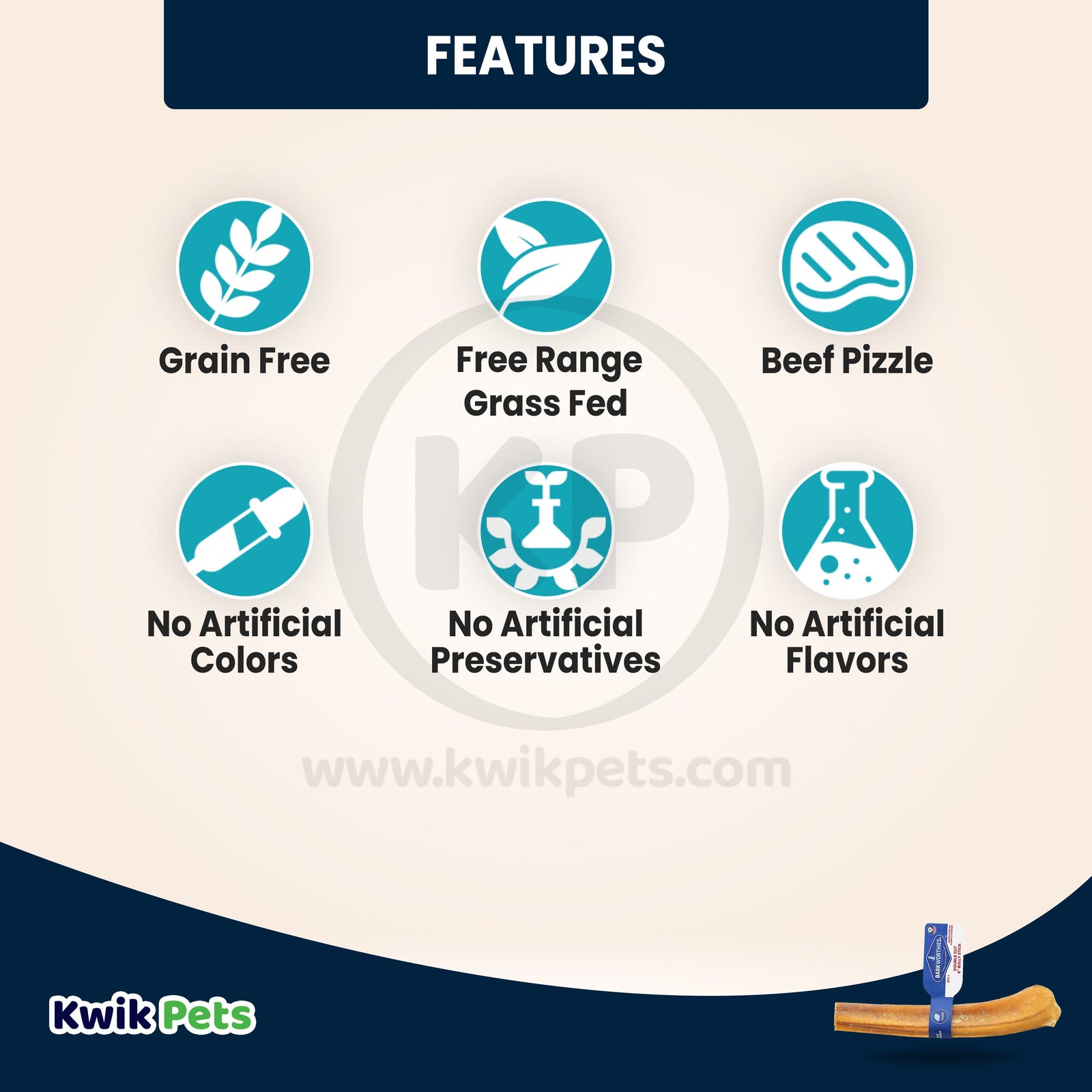 Features of Barkworthies 6" Odor Free Double Cut Bully Stick Dog Chews