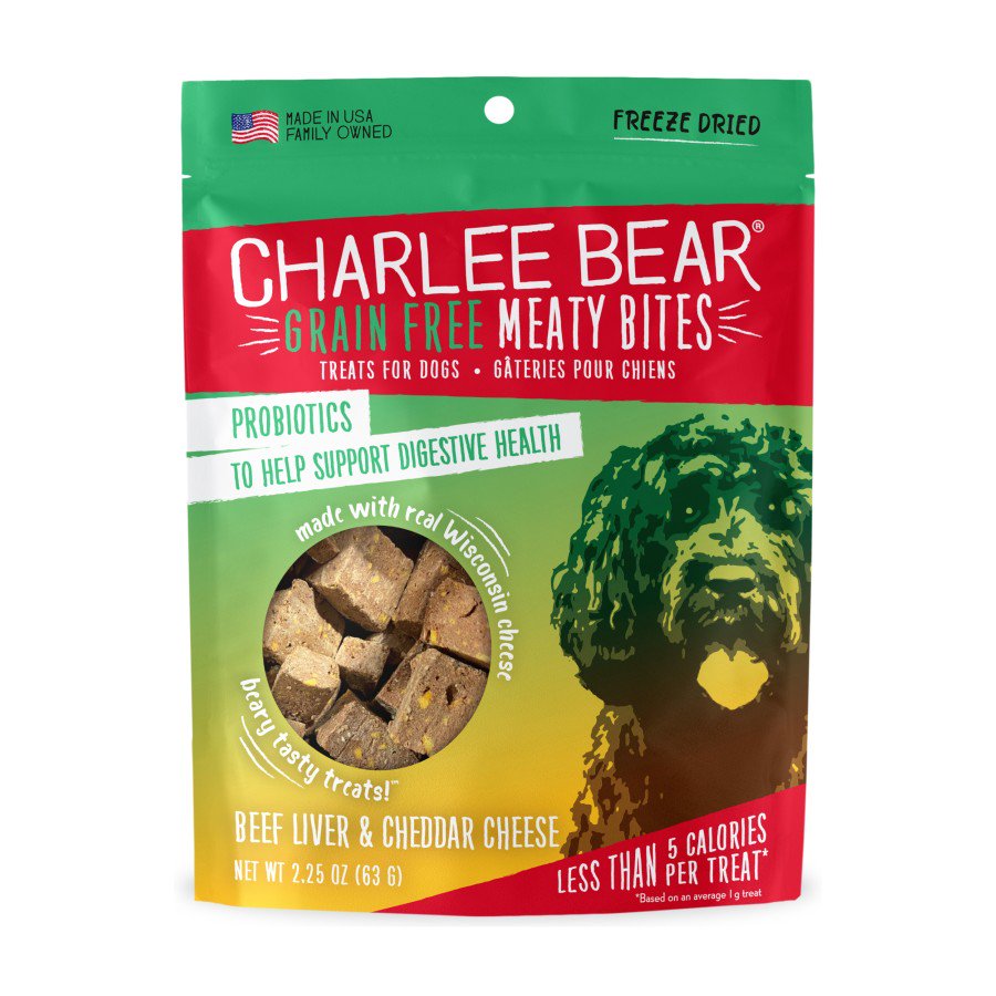Charlee Bear Grain-Free Meaty Bites Beef Liver & Cheddar Cheese Freeze-Dried Dog Treats 2.25-oz