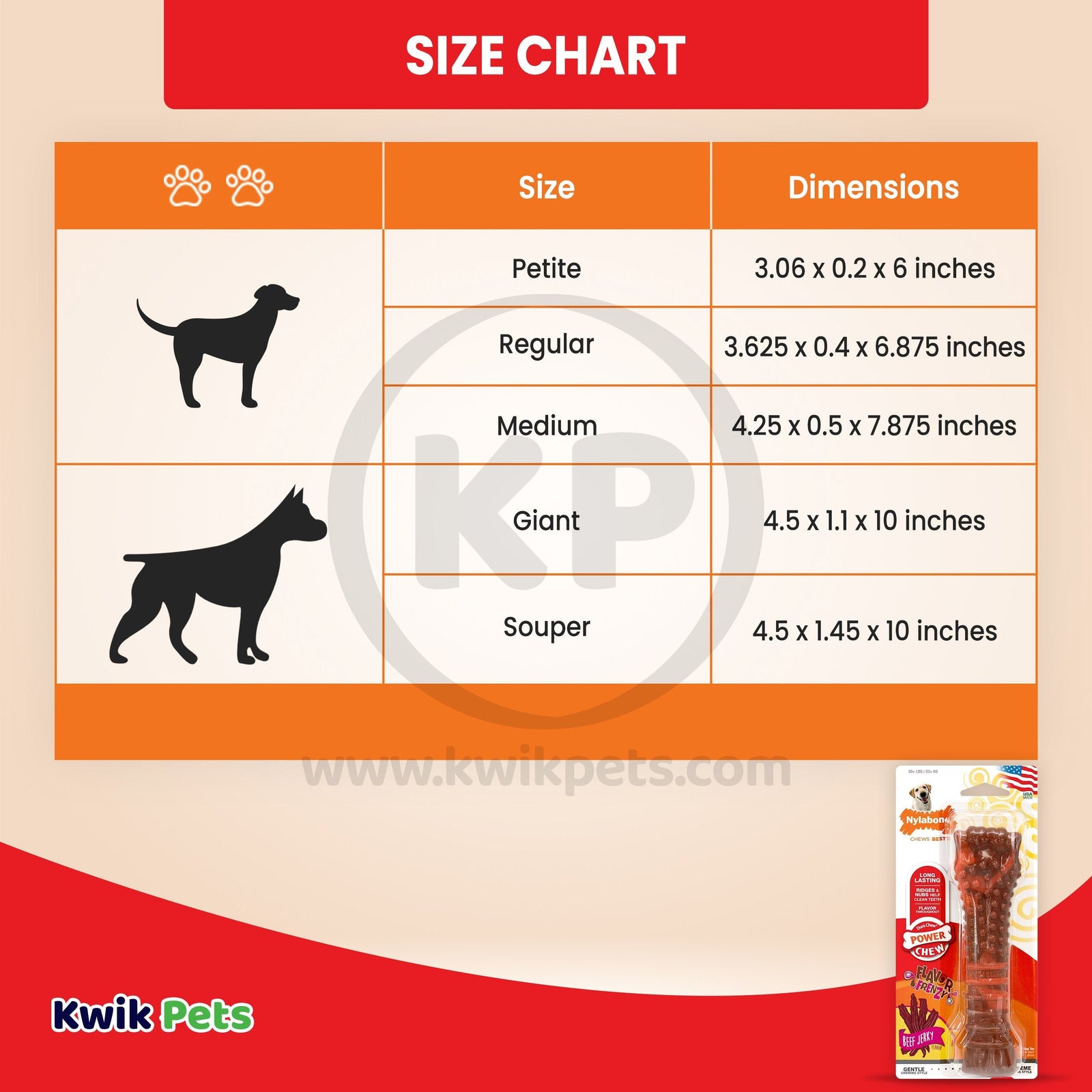 Size of Nylabone Flavor Frenzy Power Chew Durable Dog Toy Beef Jerky XL/Souper - 50+ lbs