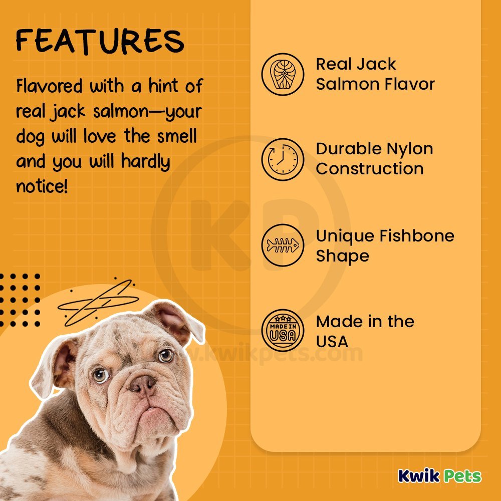 Benebone Jack Salmon Fishbone Dog Chew Toy Small, Kwik Pets