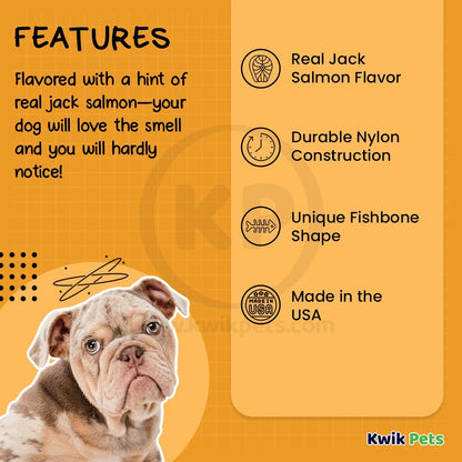 Benebone Jack Salmon Fishbone Dog Chew Toy Small, Kwik Pets