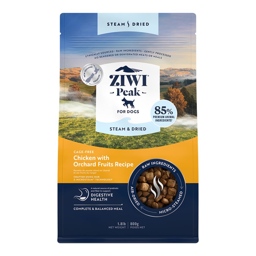Ziwi Peak Steam & Dried Dog Food Cage-Free Chicken with Orchard Fruits Recipe 1.8-lb